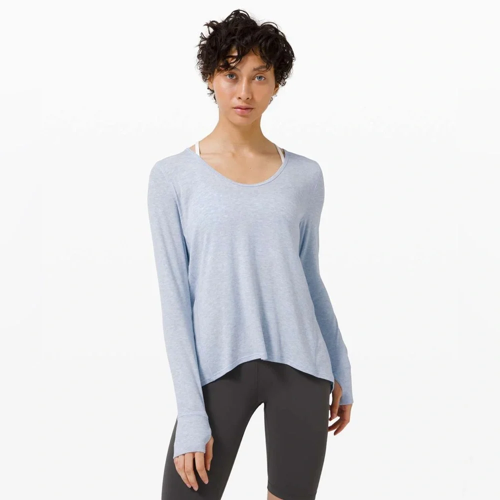 Lululemon Loved and Lifted Long Sleeve•Open Back-Heather Daydream•LIKE NEW•6 - Picture 3 of 15